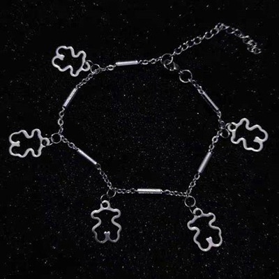 Korean Hip Hop Style Bracelet Lock Ceoss Bear Pendant