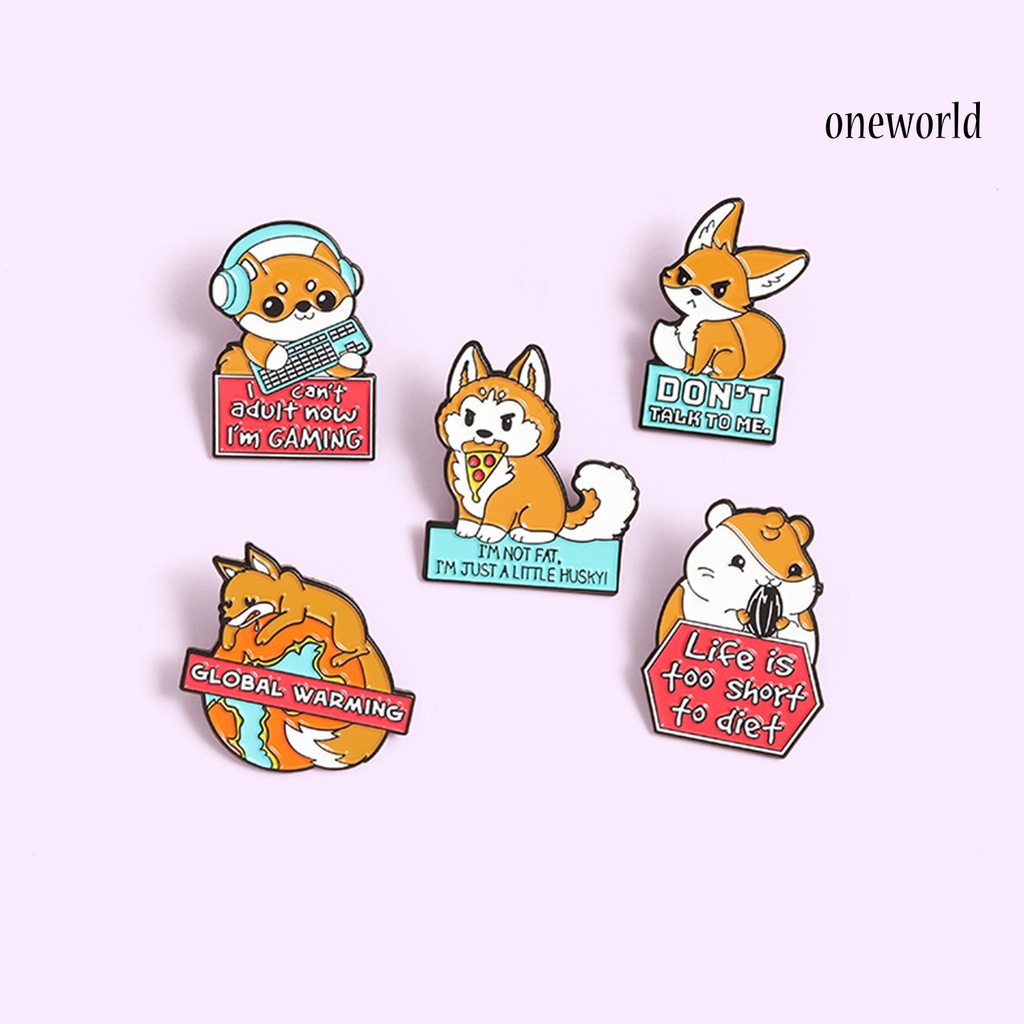 OW@ Animal Brooch Corgi Shape Exquisite Lightweight Squirrel Design Enamel Pin for School