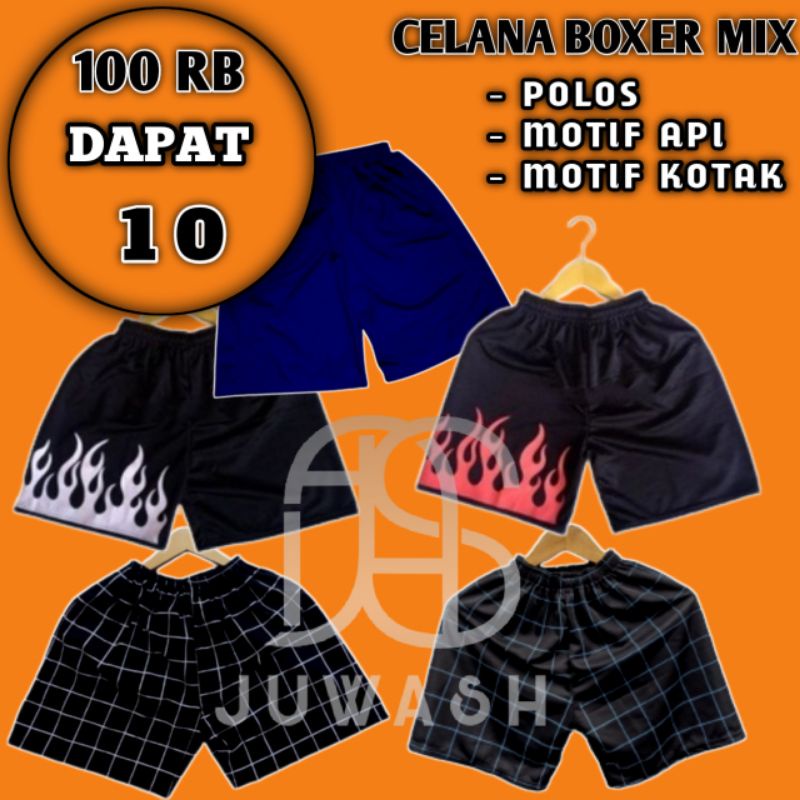 PAKET 10 CELANA BOXER PRIA WANITA PENDEK DEWASA TERBARU KATOK KOLOR UNISEX OLAHRAGA VOLY FUTSAL MURAH