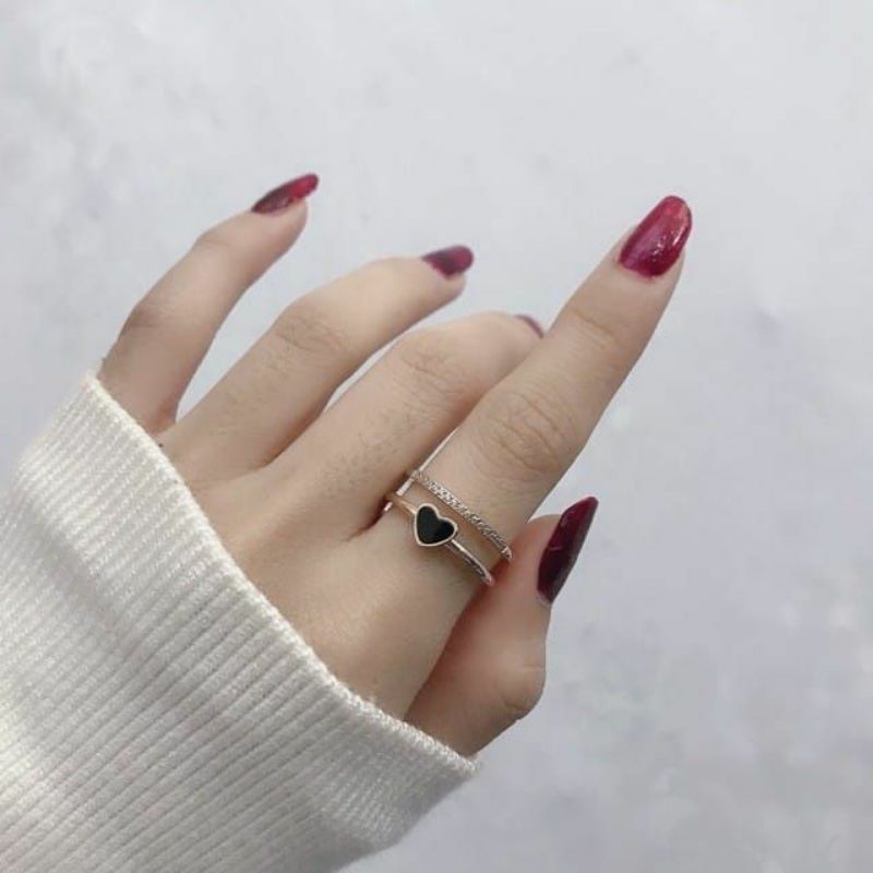 cincin love permata tanam new titanium asli anti karat&amp;alergi Rosegold