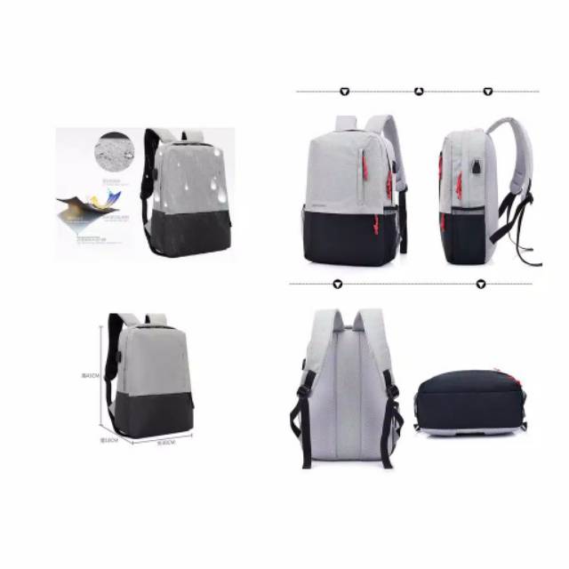 Tas Ransel Laptop USB Port Anti Maling Tas Ransel Pria Wanita