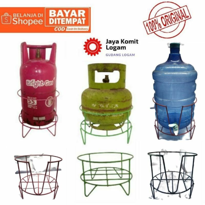 Dudukan serbaguna besi untuk tabung gas 3 kg dan 5,5 kg, pot bunga, atau galon kran, warna pink, mel