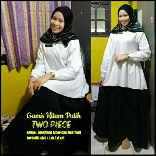 Seragam Dinas Hitam Putih Formal Gamis Pns Pdh Asn Sidang Pemda Wanita by Riyani Ori