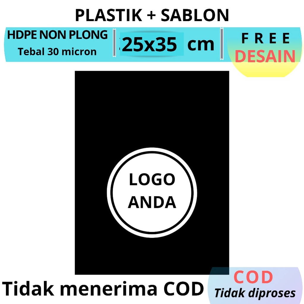 Free Desain Sablon plastik packing Uk.25x35cm Gratis Desain Minim 100/sablon plastik olshop/sablon plastik shopping bag/sablon plastik custom/plastik sablon