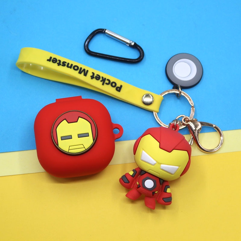 Case Earphone Desain Kartun Marvel Dengan Gantungan Kunci Untuk Samsung Galaxy Buds Live / Buds Pro