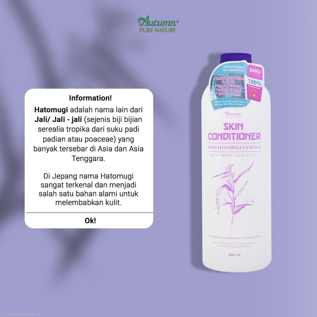 500ML TONER HATOMUGI AUTUMN SKIN CONDITIONER WITH HATOMUGI EXTRACT HATOMUGI TONER WAJAH ORIGINAL MURAH