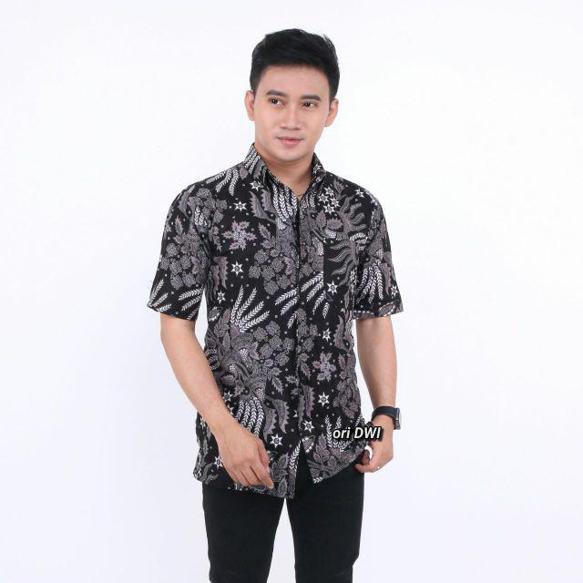 BAJU BATIK PRIA ABADI BATIK KEMEJA BATIK PRIA LENGAN PENDEK-Manggar Abu