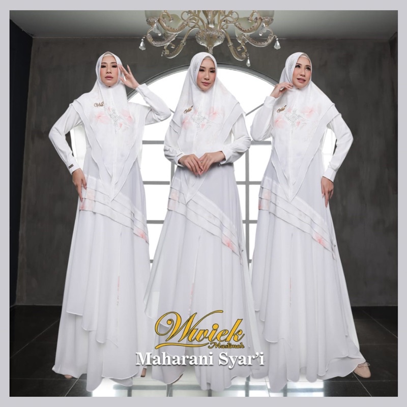 Maharani Syari By Wwiek Muslimah Gamis Set Polos Khusus Putih Haji Umroh