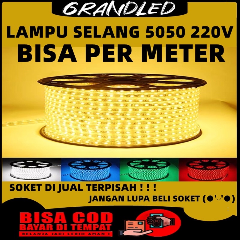 LAMPU SELANG LED STRIP SMD 5050 220V PERMETER ( tidak free soket) led drop ceiling plafon outdoor - 