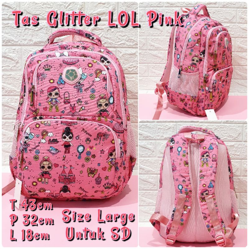 Tas Anak Sekolah Ransel Motif LOL Glitter Tas Sekolah Anak SD Ukuran Besar