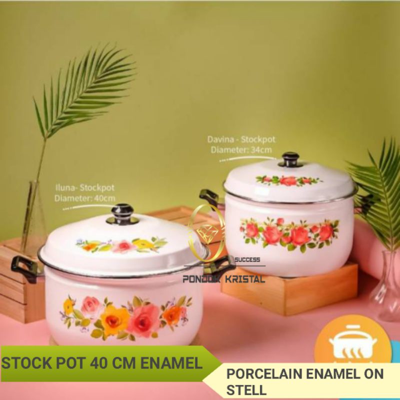 MASPION Panci Oriental Stock Pot 40 Cm Enamel Besar Jadul Higenis ( Cocok Untuk Cancer )