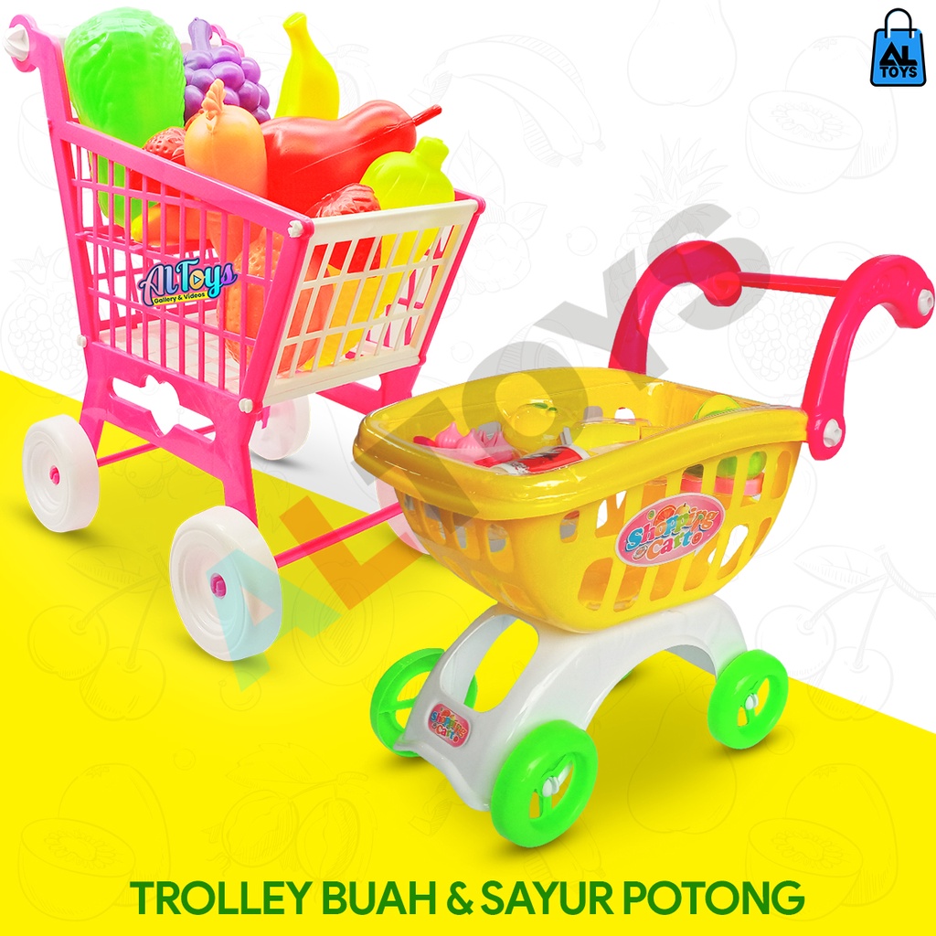 MAINAN TROLLEY BUAH SAYUR / TROLLEY MASAKAN / TROLLEY ICE CREAM TROLI KERANJANG BUAH DAN SAYUR B552