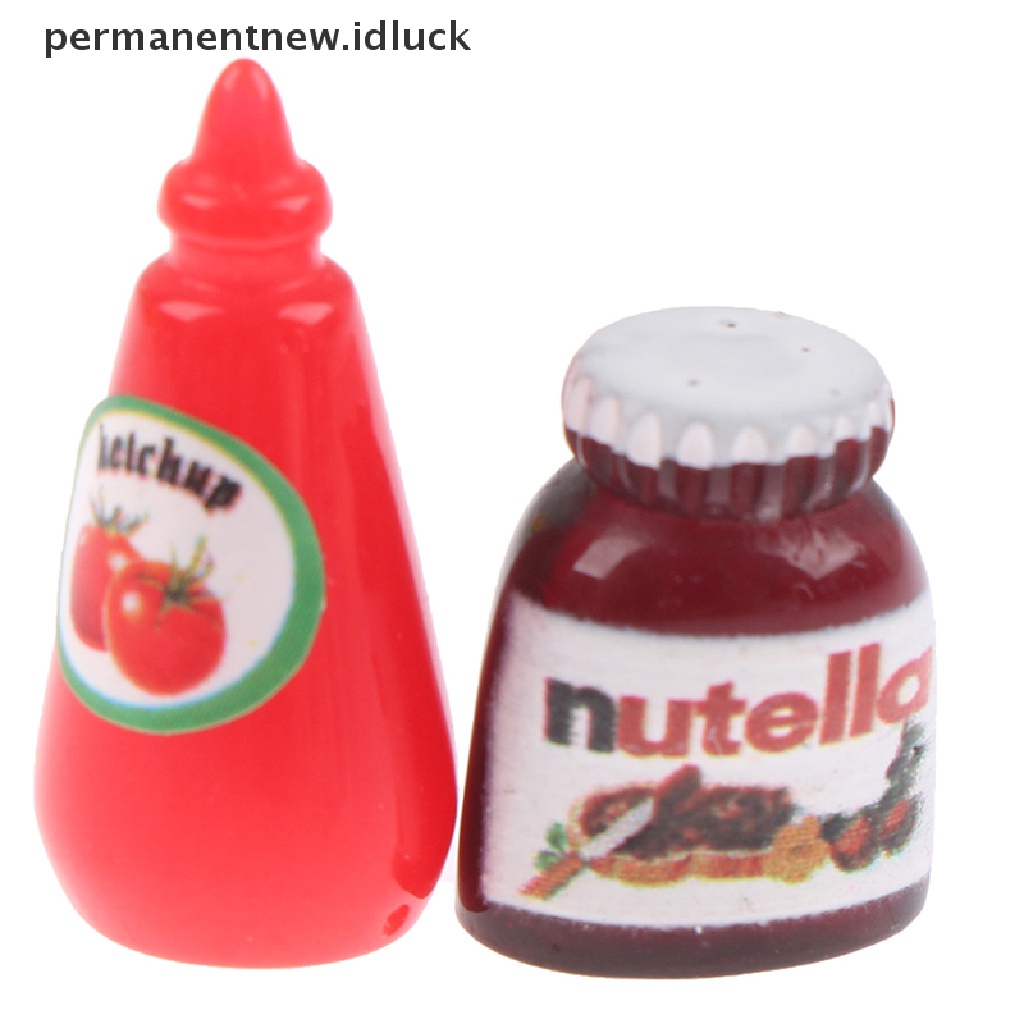 Luckypermanent 3Pcs / Set Mainan Miniatur Botol Bumbu / Kecap / Mustard Untuk Aksesoris Rumah Boneka