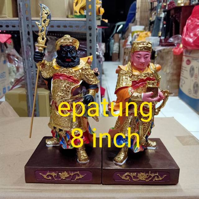 patung dewa rupang dewa pengawal kwan kong kwan kung guan yu fiber 8 inch