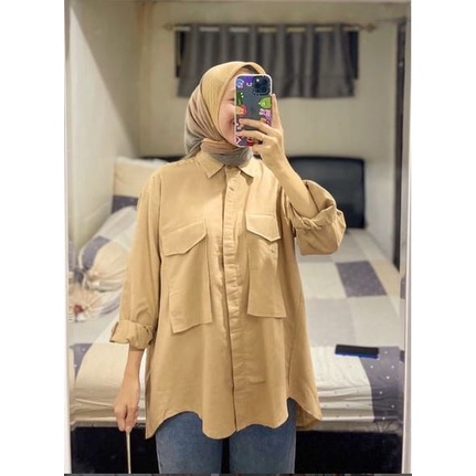 Kemeja pocket oversize / kemeja blouse /  kemeja Wanita / blouse atasan wanita