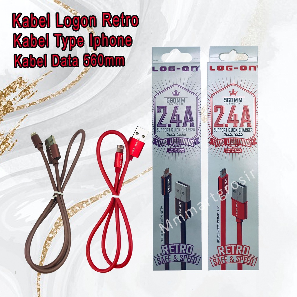 Kabel Logon Retro / Kabel Type Lightning / Kabel Charger 560mm / LO-CB32