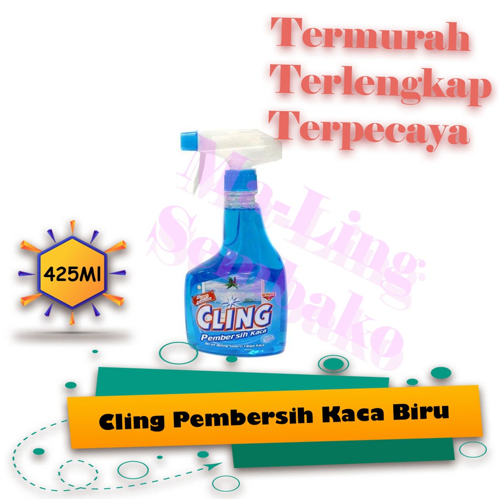 CLING PEMBERSIH KACA PUMP BIRU BOTOL 425ML, Semprotan, Pembersih, Cairan Pembersih