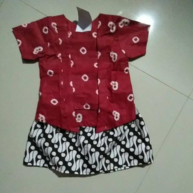 Setelan Batik Jumputan Anak Wanita Model Kutubaru Bahan Katun Warna Toska Bac28