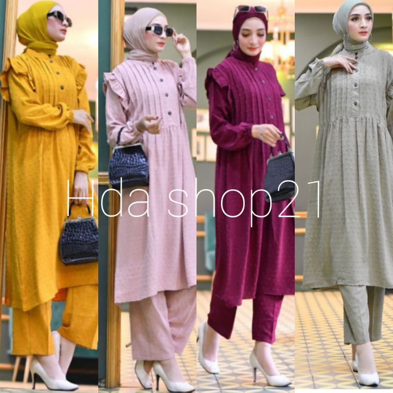 RUBITA ONE SET URAGIRI AIRFLOW LONG TUNIK CUBIT / SETELAN RUBITA URAGIRI TERBARU KEKINIAN /SECEL WAN