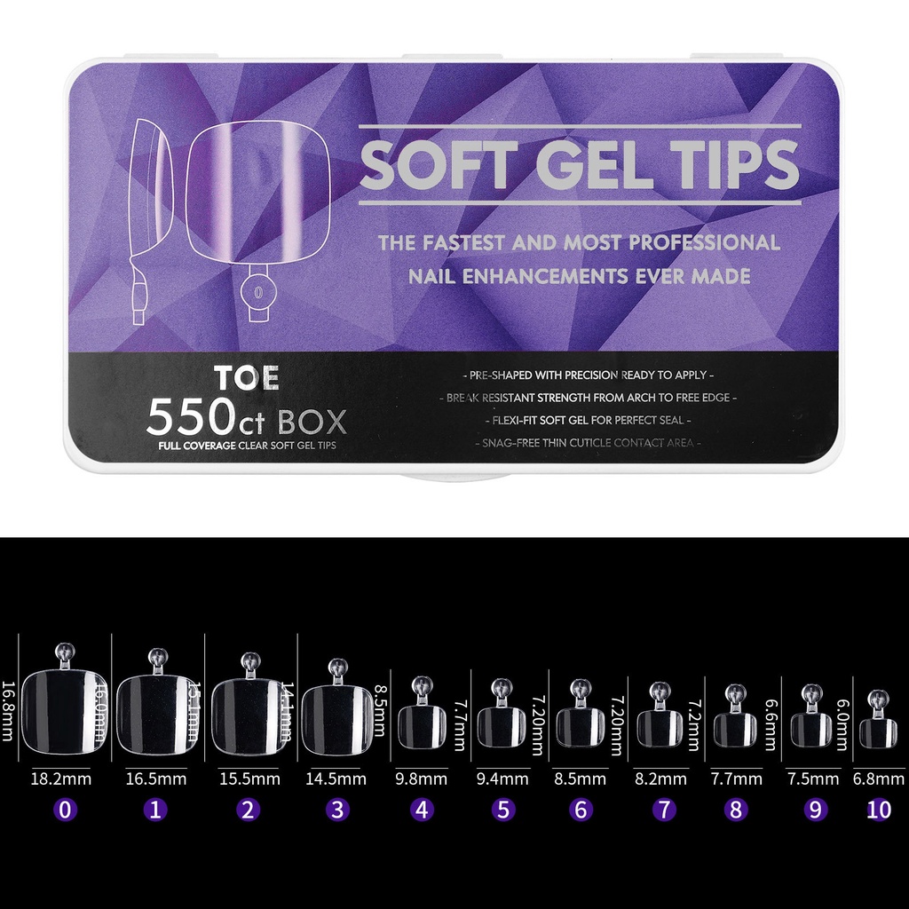 550pcs PREMIUM Soft Gel Tips Kuku Palsu Fleksibel