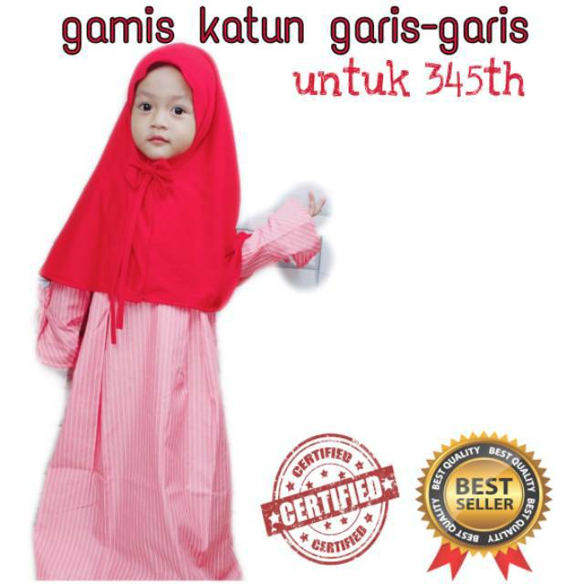 Gamis Anak Katun Garis Baju Muslim Anak Setelan Usia 345 Thn Abc