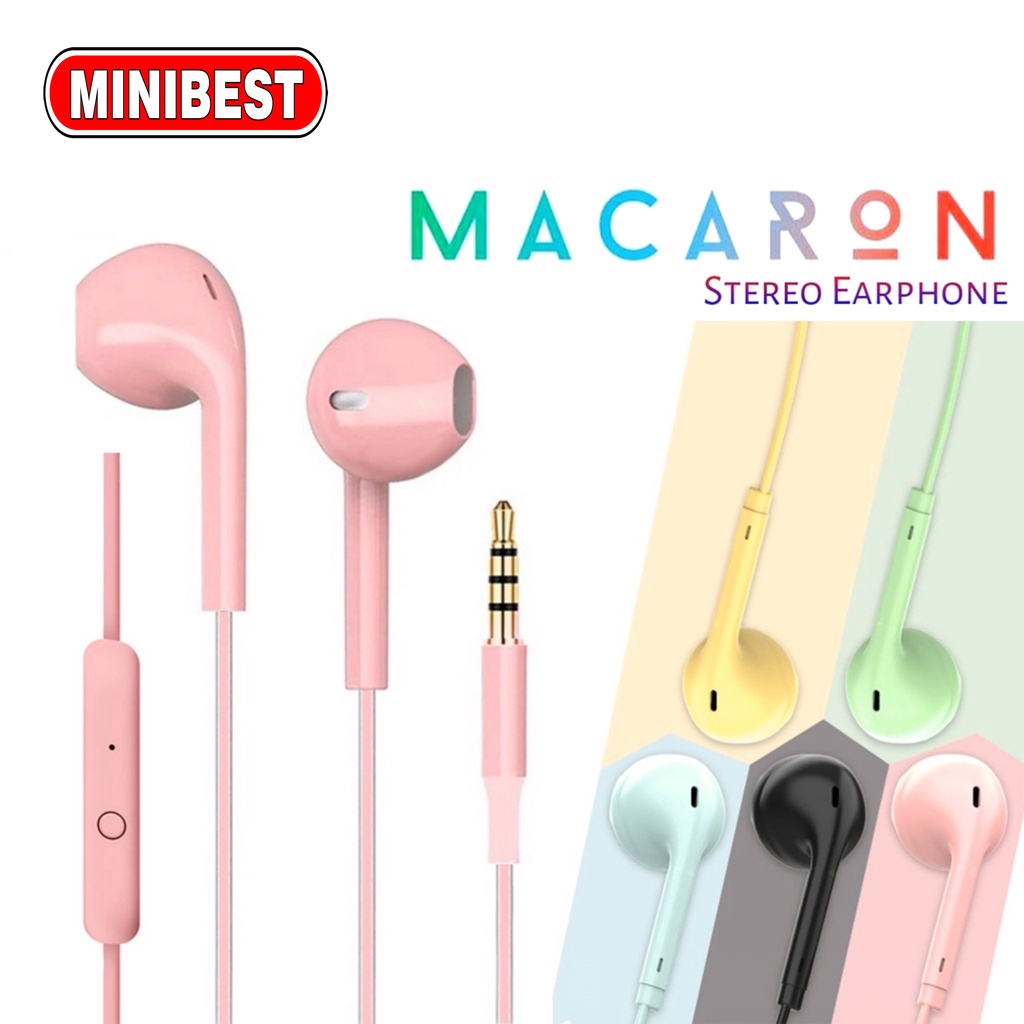 MB Handsfree Earphone Macaron Hi Fi Stereo Suround Sound Premium Quality U-19 GLOSSY