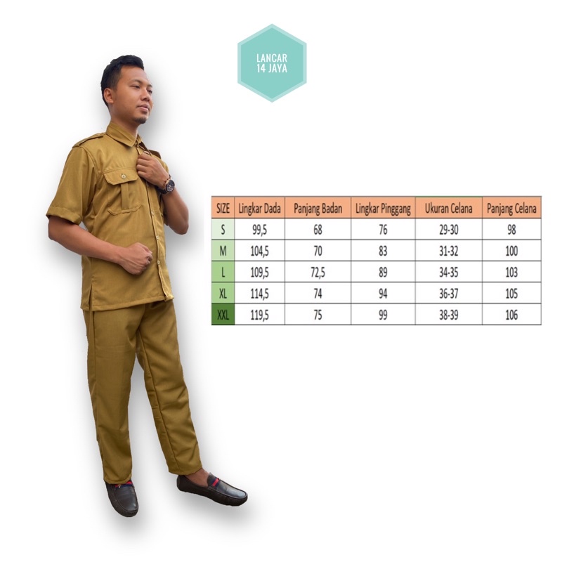 Seragam PNS Seragam Pemda Pria Khaki / Celana PNS keki / Kemeja PNS keki / Atasan Pemda / Celana Pemda / Baju Pdh Pegawai Negeri Baju Dinas Pemerintah Baju Guru