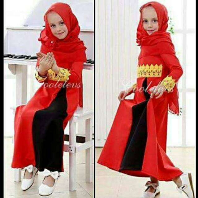 Gamis Anak Perempuan Keisha Set 2in 1(dress ,jilbab)