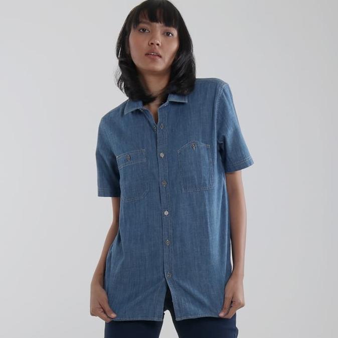 Edwin Jeans Kemeja Denim Jeans Ayako 02 Lengan Pendek - Ladies