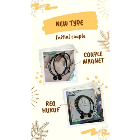 gelang tangan couple magnet+liontin, tali kulit, couple