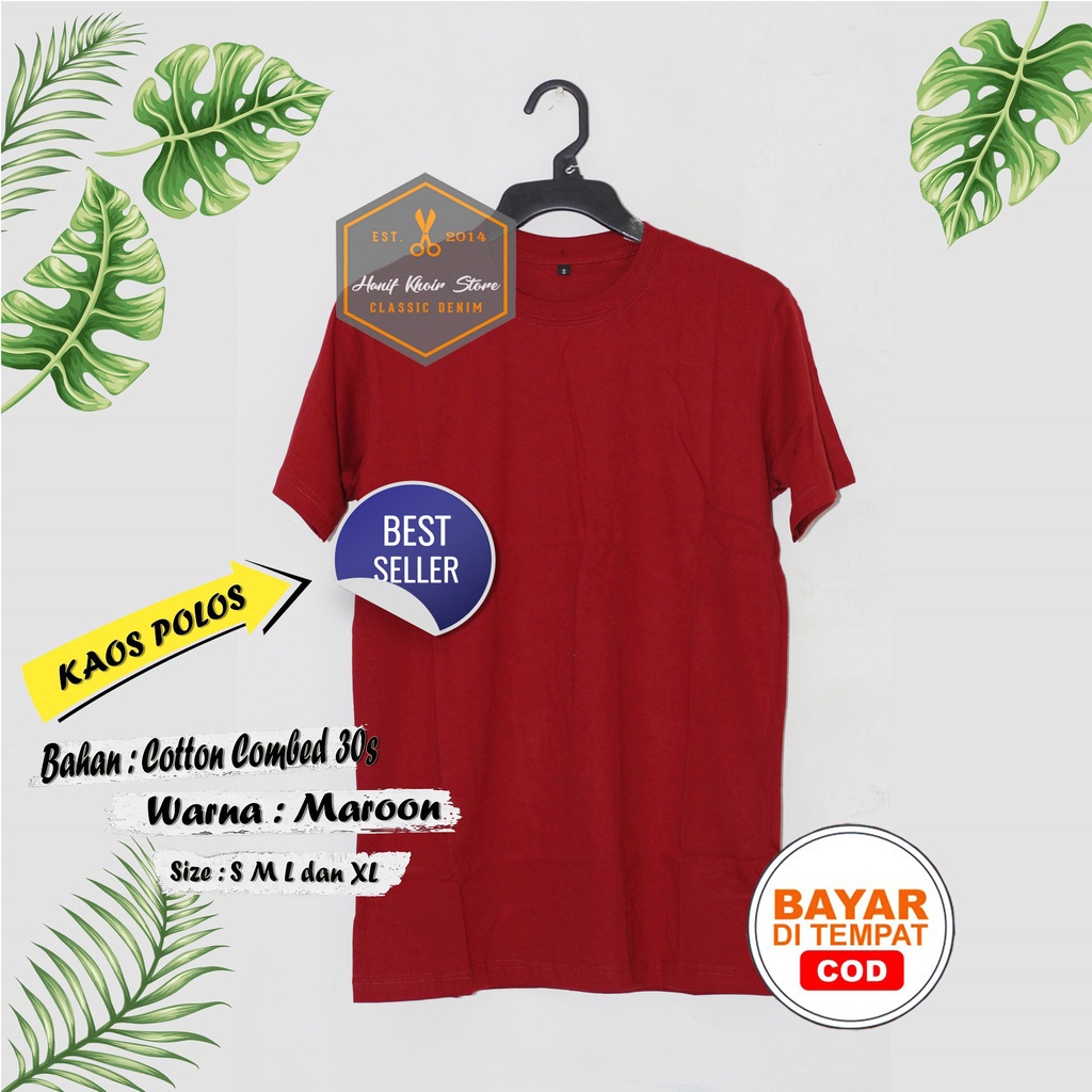 KAOS POLOS TERLARIS COTTON 100%, COMBED 30S  BANYAK WARNA PRIA/WANITA CEWEK/COWOK MURAH DAN GROSIR