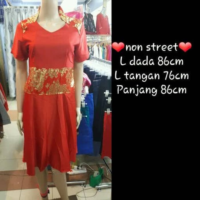Dress imlek DRESS CHONGSAM/BAJU IMLEK WANITA/DRESS MIDI MERAH SIZE BESAR/BIG SIZE Murah
