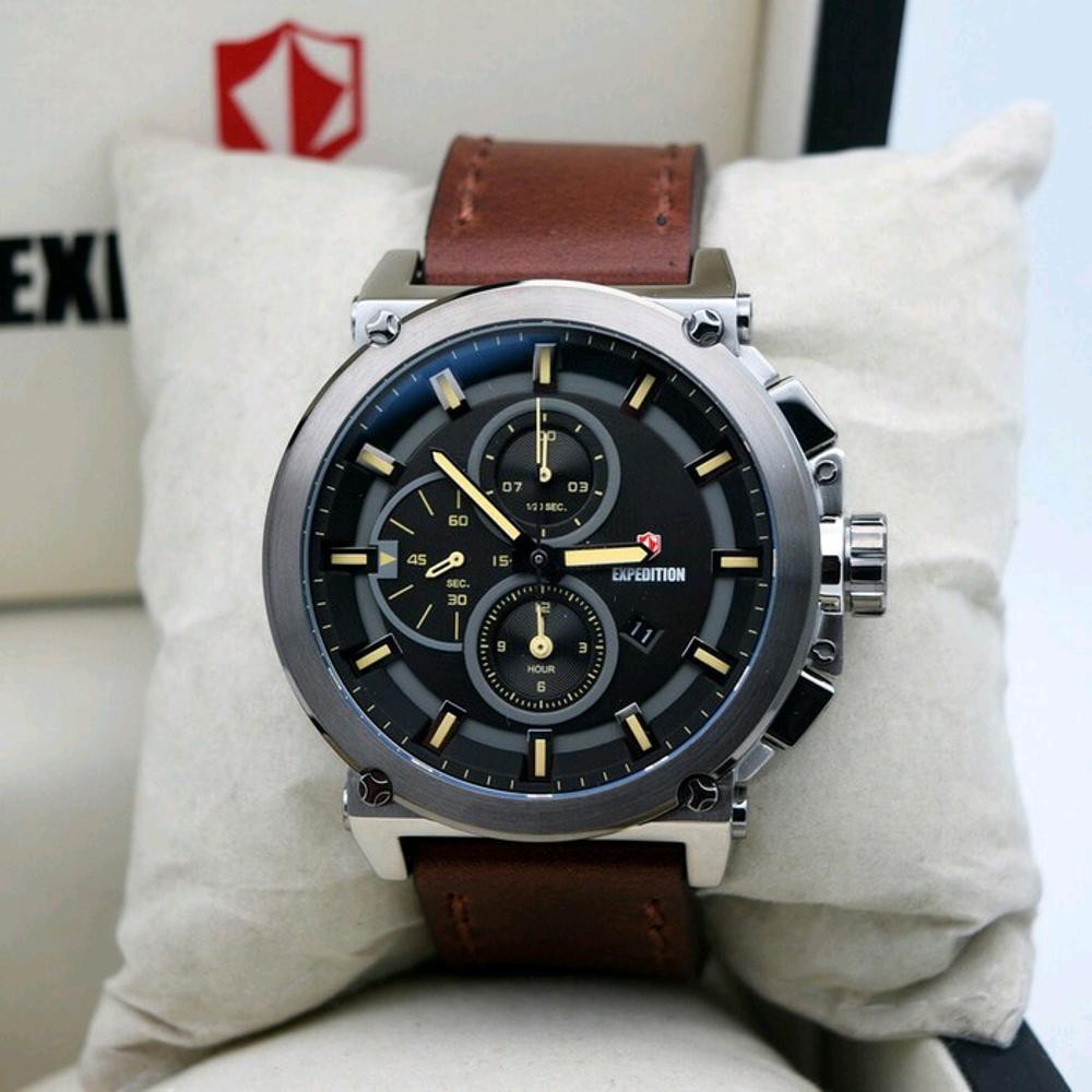 jam tangan expediton original E 6612M COKLAT SILVER ABUABU