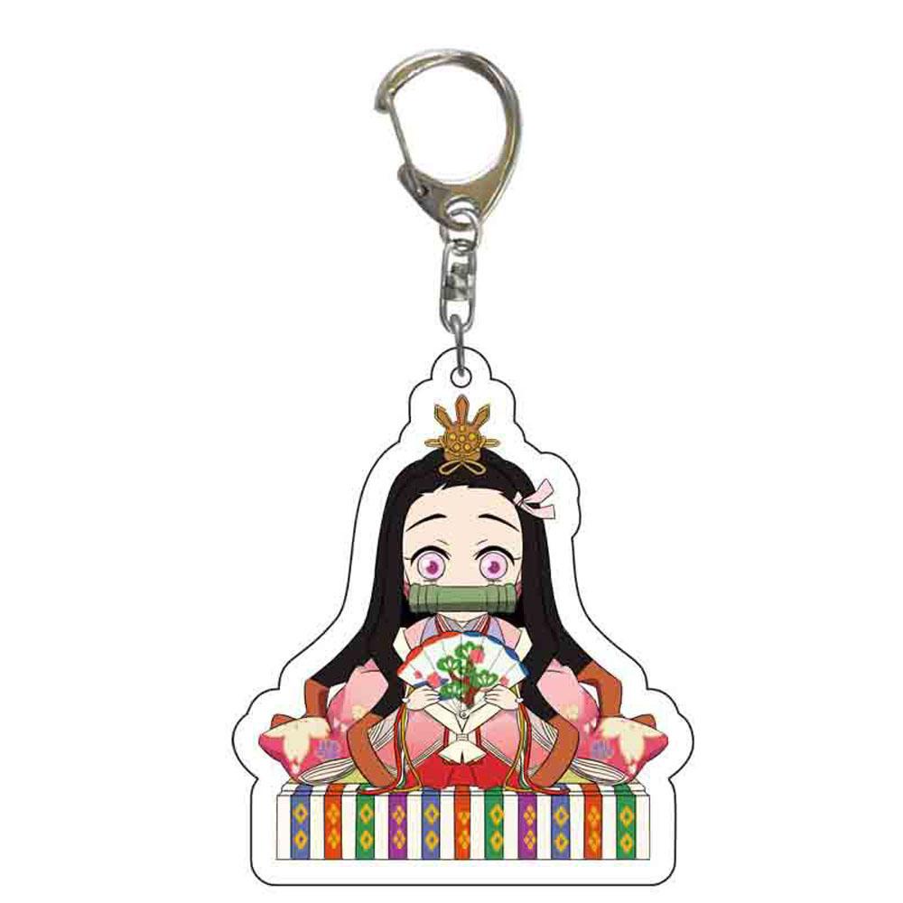 Lanfy Demon Slayer Gantungan Kunci Nezuko Zenitsu Model Patung Kimetsu No Yaiba Inosuke Kyoujurou Key Ring