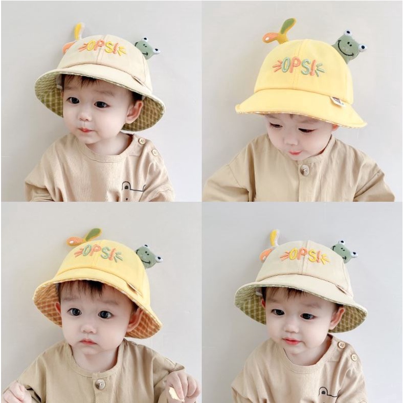 Topi Anak Lebar Model Frog Kombinasi Kotak Kotak Laki Laki Perempuan Unisex Impor Murah-5