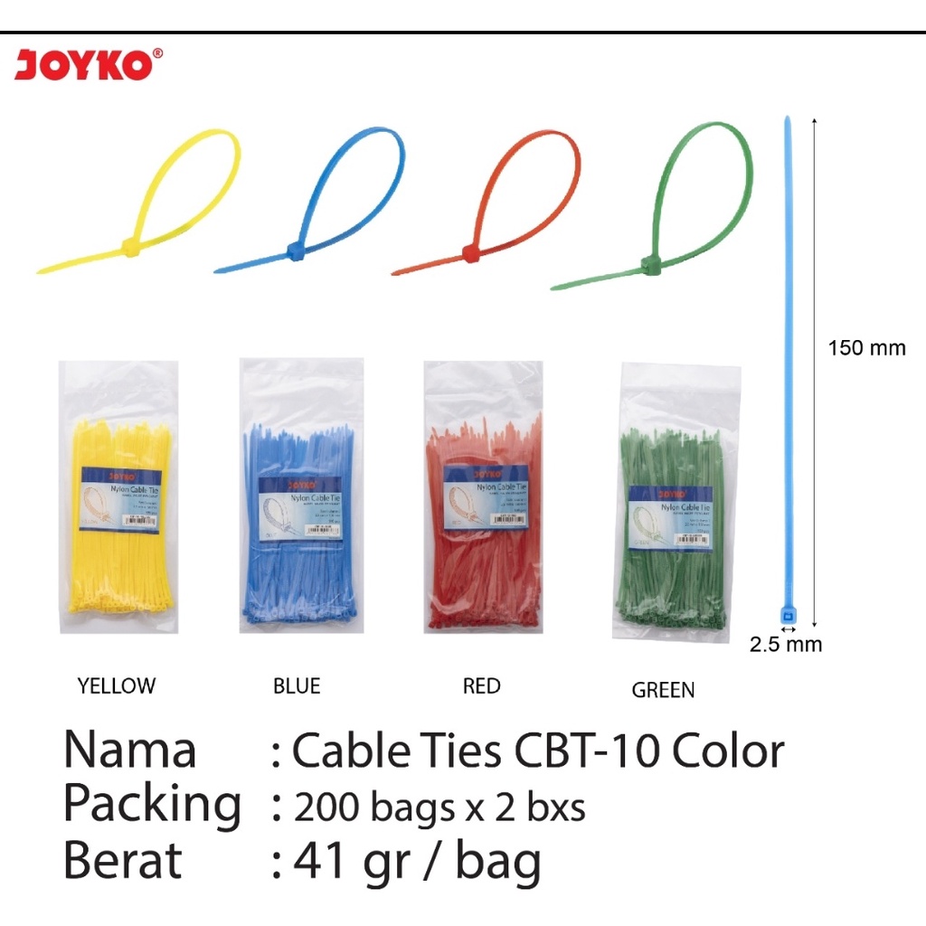 

cable ties warna 15 cm merek joyko isi 100