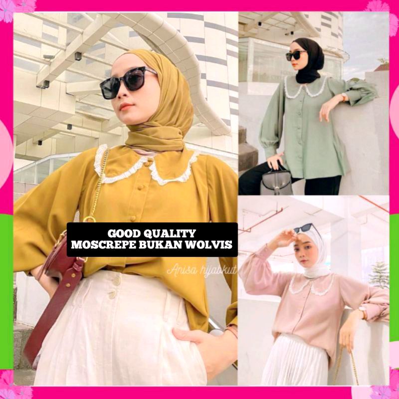 KELLYA TOP KELLYA BLOUSE Kemeja basic renda lengan balon