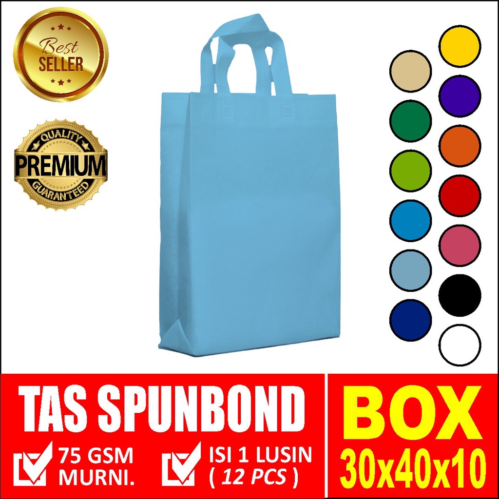 Souvenir Tas Box Spunbond Handle - Biru Muda 30CM x 40CM x 10CM