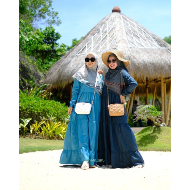 ALTAIRA dress greenism / dress Polos rempel syar'i bahan toyobo