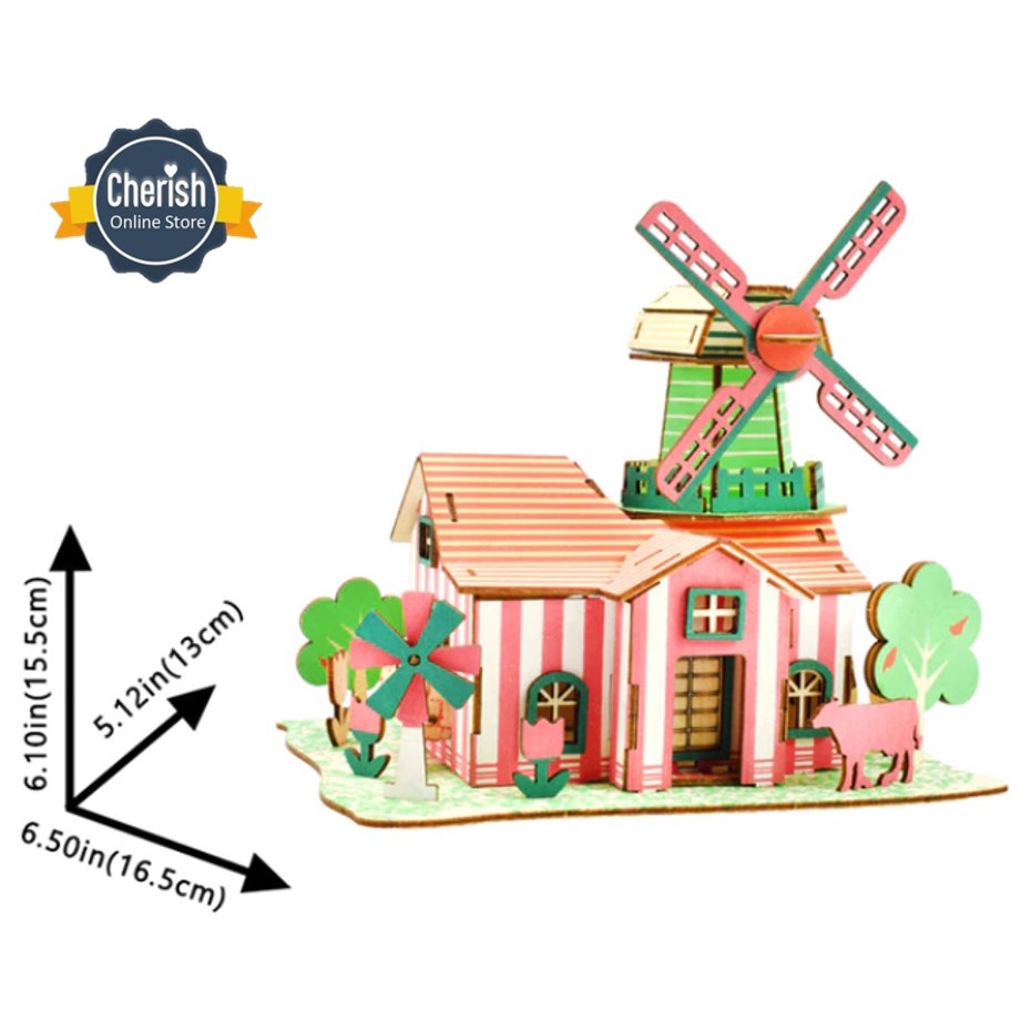 Puzzle 3D Kayu Rumah TULIP FARM - Mainan DIY Dari Kayu | Mainan Kecerdasan Anak B-030