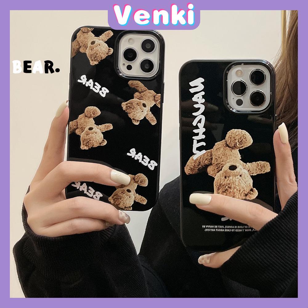 Soft Case Silikon Hitam Glossy Motif Teddy Bear Untuk Iphone 13 Pro Max / 12 Pro Max / 11 / 7 + / 7 / 8 + / Xr / Xs Max / 11 / Pro / 7 / 8 +