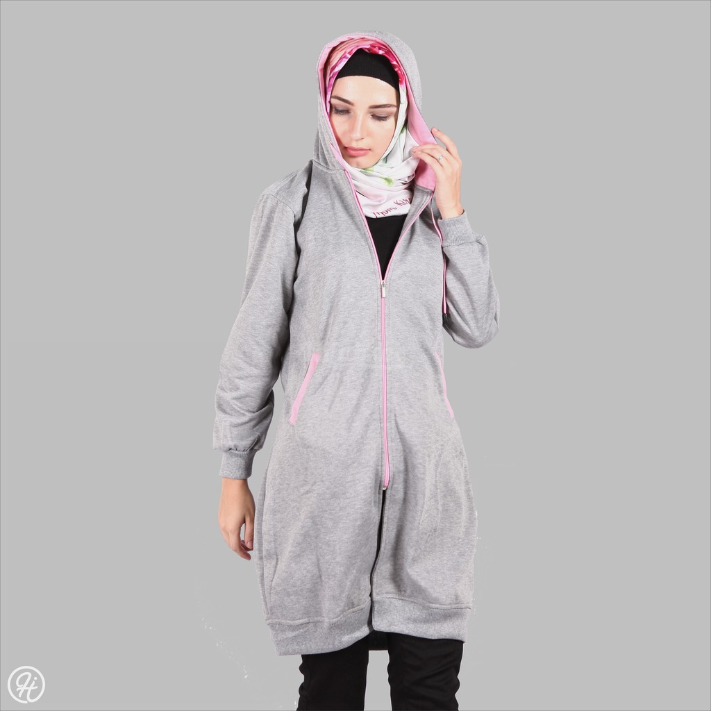 ⭐️BEBAS ONGKIR⭐️ HIJACKET BASIC GREY ORIGINAL JAKET WANITA MUSLIMAH HIJABER PERTAMA DI INDONESIA-HJ12-GREY X BABYPINK