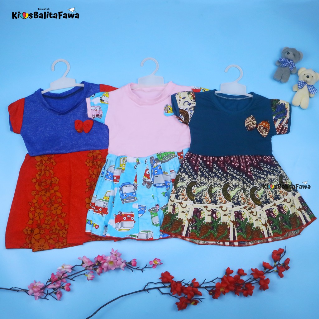 Dress Karin Uk 1-2 Tahun / Baju Anak Perempuan Dres Lengan Murah Pesta / Gaun Pesta Import Karakter