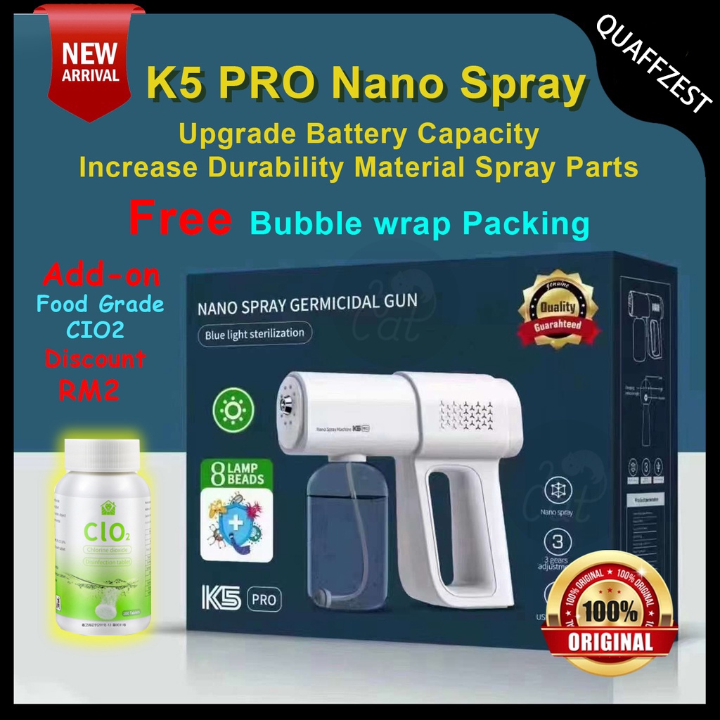 K5 PRO Spray Gun Nano Disinfektan Pembersih Kabut Blue Ray