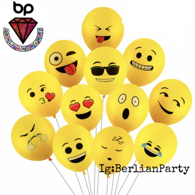 Balon Latex Emoticon / Balon karet smile / Balon karakter Emoji ulang tahun