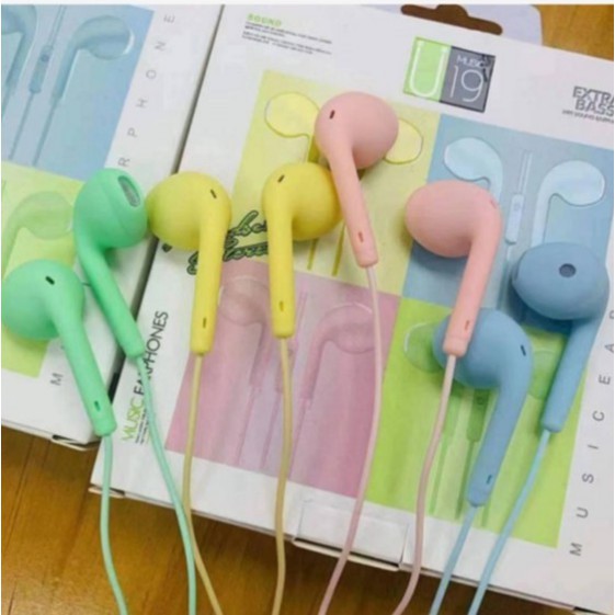 Headset Macaron Matte U19 / Earphone Mega Bass Brand Good Quality Extra Bass