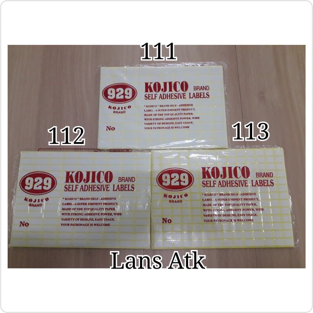

Label Harga Kojiko No.111, No.112,dan No.113 tempelan harga tempelan nama