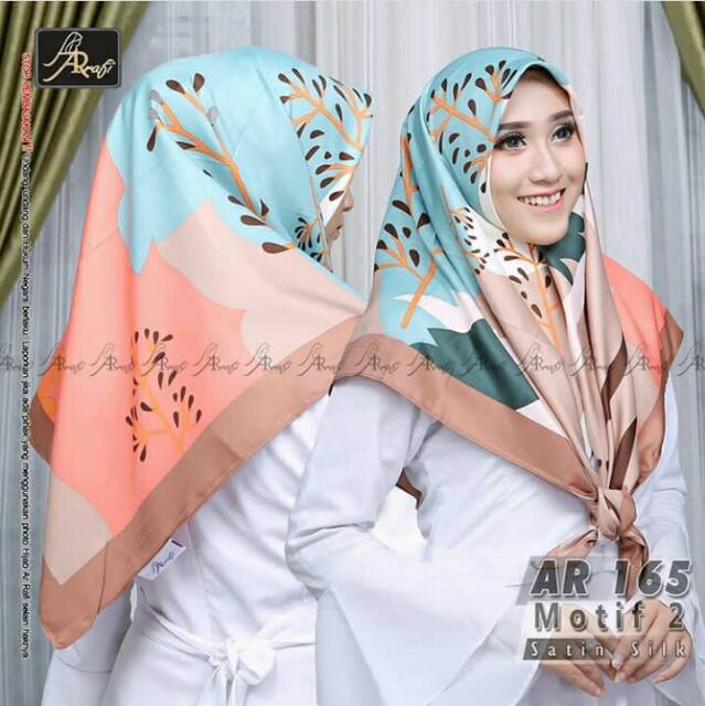 Hijab Arrafi AR 165 Motif 2 Jilbab Segiempat Segi Empat Persegi Square Ar Rafi