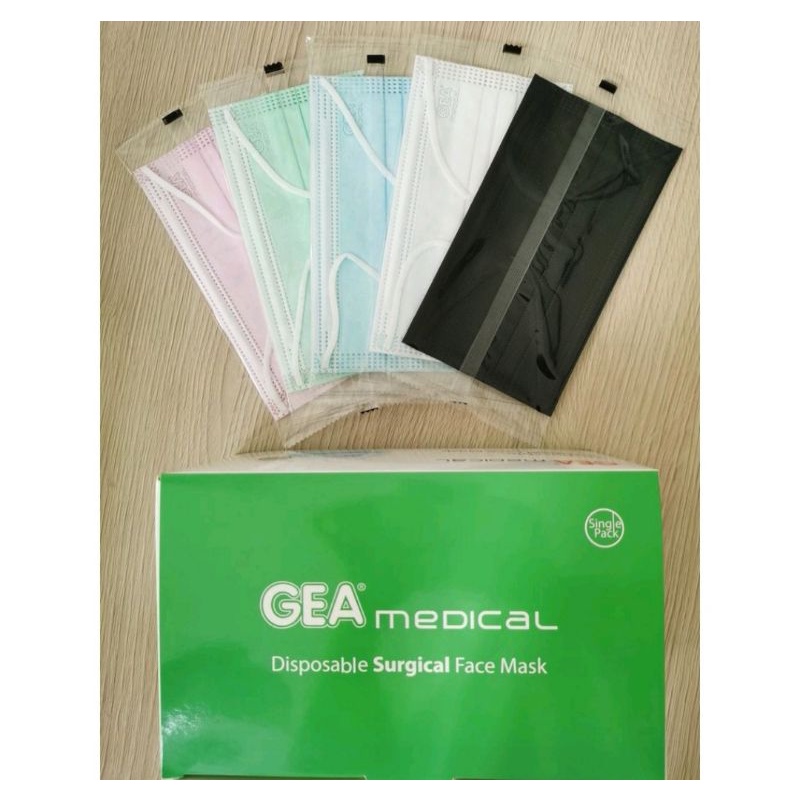 ECERAN 1 PCS Masker Medis GEA Medical Surgical Face Mask SEGEL PLASTIK STERIL / SINGLE PACK 3 PLY