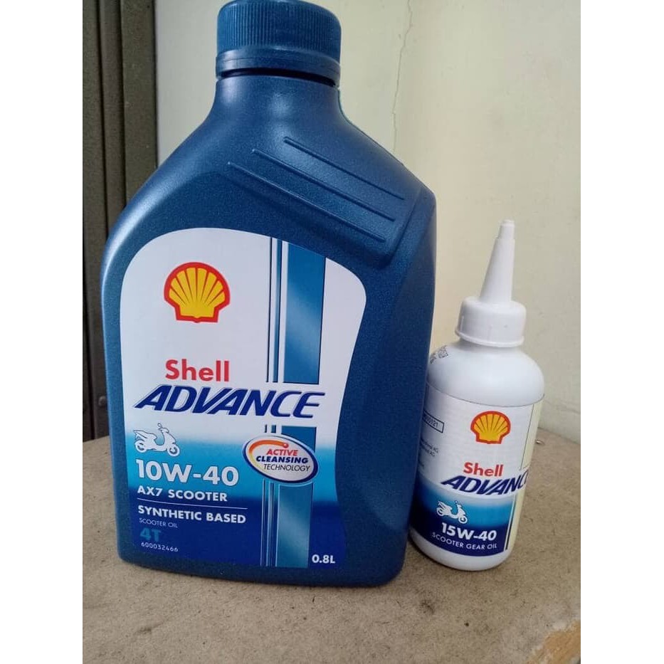 PAKET OLI SHELL MATIC AX7 0,8L 10W40 &amp; OLI GARDAN 120ML ORIGINAL